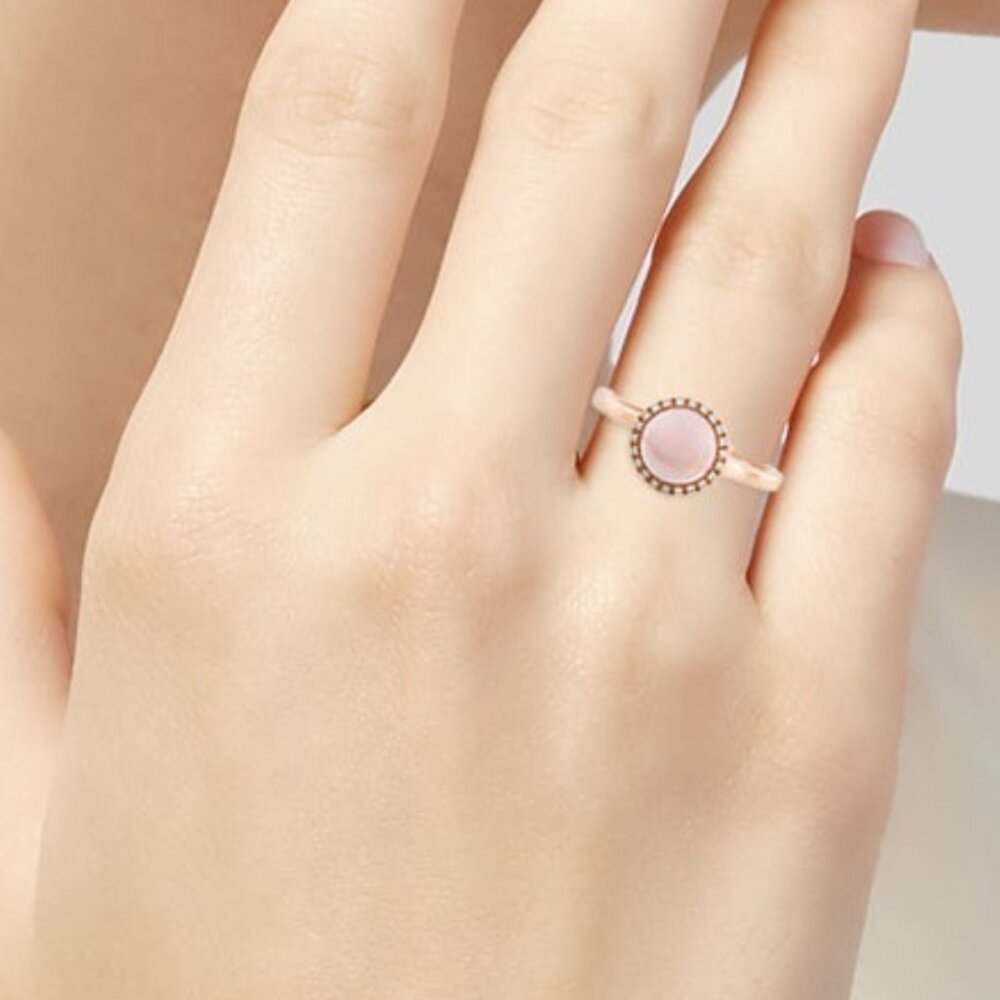 14K ROSE GOLD  ROSE QUARTZ & DIAMOND HALO COCKTAIL RING - Picture 8 of 8